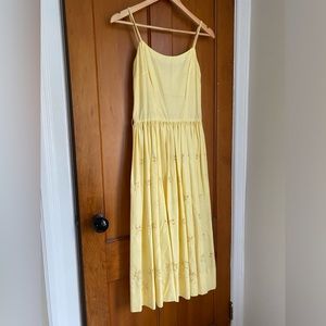 Vintage Cotton Yellow Mid Length Spaghetti Strap Sundress